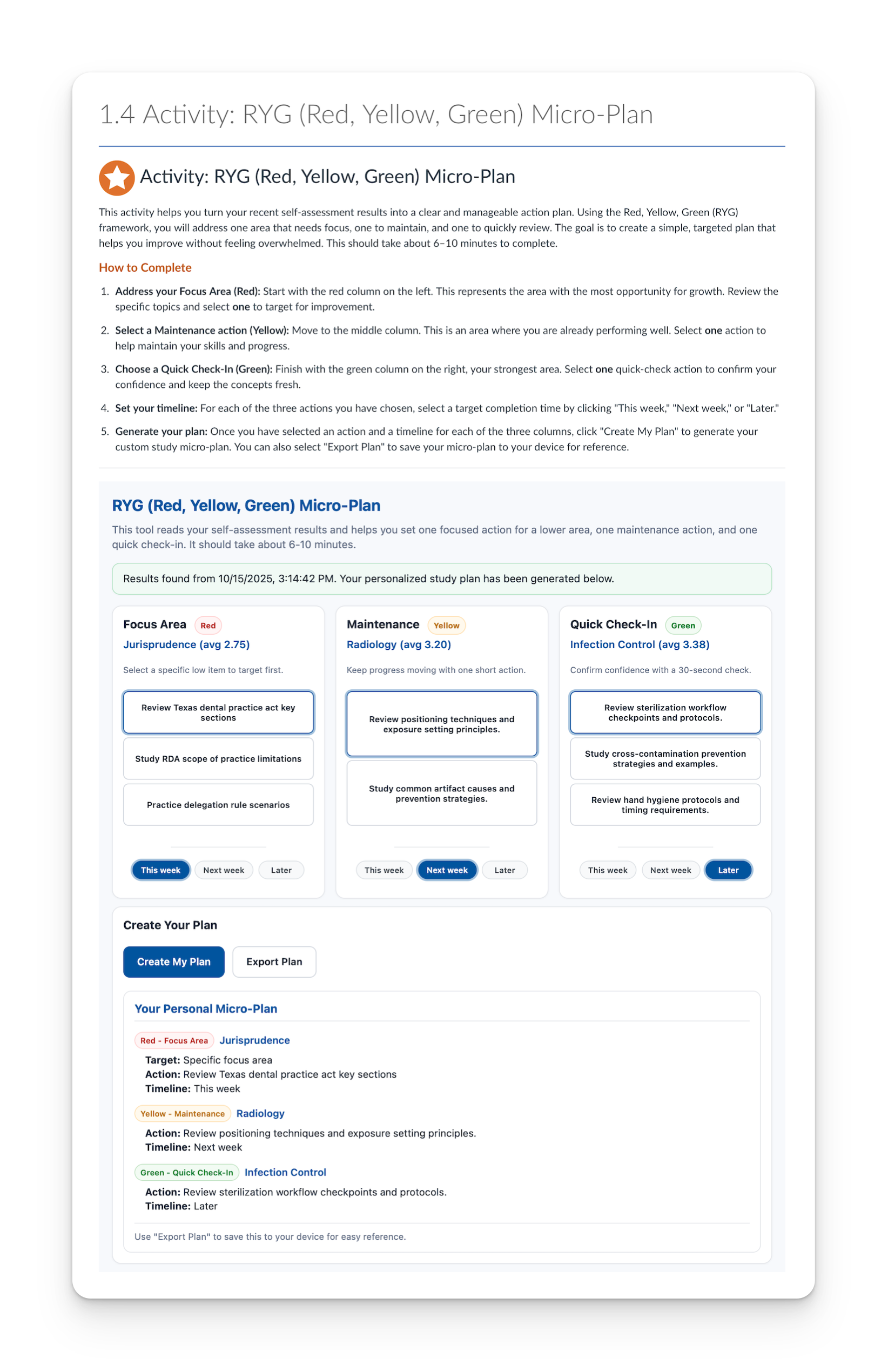 Interactive learning module interface